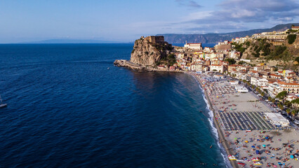 Naklejka premium Scilla, Calabria (Italy). Seaside in Southern Italy. Drone photography.