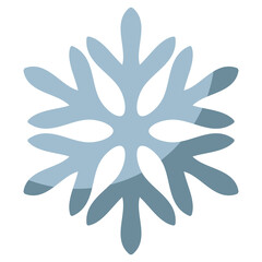 Blue snowflake for decoration isolated on white background. Winter decor. Minimalist snow shapes pattern. For printing postcards, gift souvenirs, wrapping paper. Vector drawing.