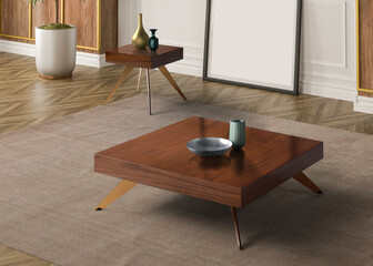 3D rendering modern interior coffee table . Decorated .