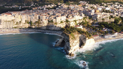 Fototapeta na wymiar Tropea, Calabria (Italy). Seaside in Southern Italy. Drone photography.