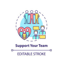 Support team concept icon. Communication management abstract idea thin line illustration. Higher workplace morale. Isolated outline drawing. Editable stroke. Arial, Myriad Pro-Bold fonts used