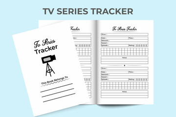 TV series tracker KDP interior journal template. Daily TV series information and show rating tracker interior. KDP interior logbook. TV series checker and episode counter template.