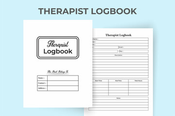 Therapist patient info KDP interior journal. Daily therapist development planner and task tracker template. KDP interior log book. Therapist client planner and daily action tracker notebook interior.