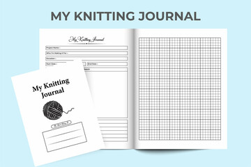 My knitting journal, KDP interior. Daily knitting information tracker and sketch maker log book template. KDP interior notebook. Knitting info tracker and occasion design planner interior.