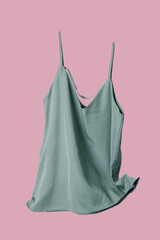 Studio shot of floating silk camisole shirt