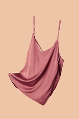 Studio shot of floating silk camisole shirt