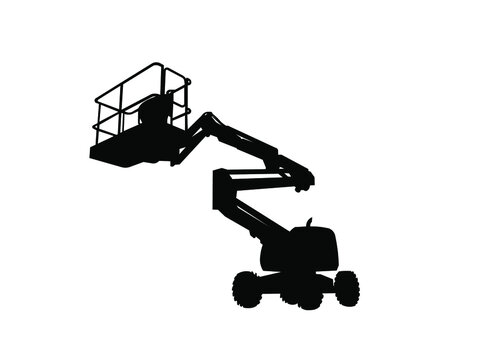 Articulated Boom Lift Silhouette Vector