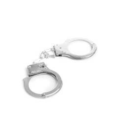 Police handcuffs on isolation closeup