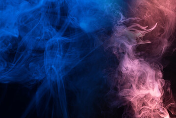 Blue and pink steam on a black background.