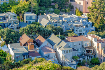 Fototapeta premium High angle view of apartment buildings in San Francisco, California