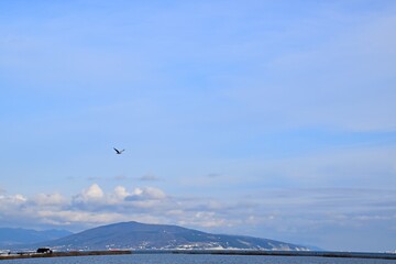 Blue sky. Sea.Mountains.Wonderful view. Novorossiysk.Russia