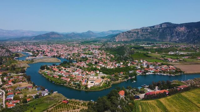 Dalyan River Drone Video, Aegean Sea Ortaca, Mugla Turkey