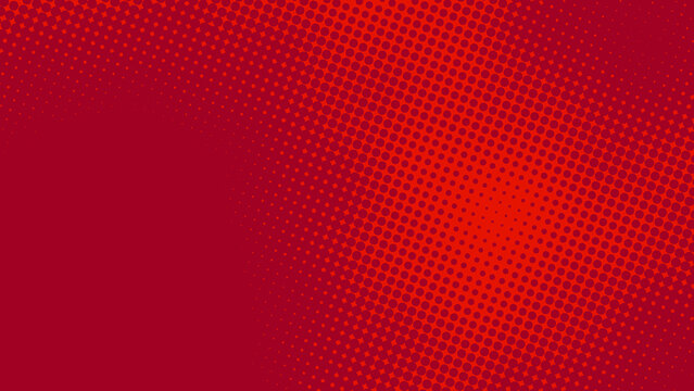 Crimson red dotted retro pop art background in comic book style. Funny superhero backdrop mockup with dotted design, vector illustration eps10