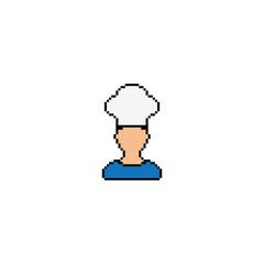  pixel cook chef icon vector kitchener pixel art for 8 bit game