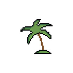  pixel palm tree  icon vector  pixel art vacation sign for 8 bit game