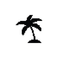  pixel palm tree  icon vector  pixel art vacation sign for 8 bit game