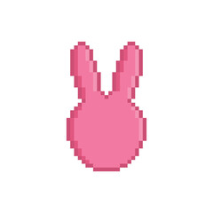  pixel pink rabbit easter  icon vector  pixel art for 8 bit game