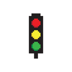  pixel traffic light icon vector  pixel art for 8 bit game
