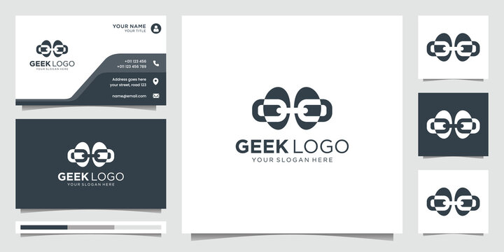 geek logo inspiration with blind concept design style, unique geek logo, chain modern concept.