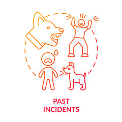 Past incidents red gradient concept icon. Traumatic experience anxiety and fears. Phobia cause abstract idea thin line illustration. Isolated outline drawing. Myriad Pro-Bold font used