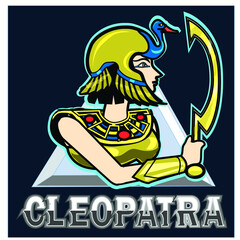 Cleopatra, female girl esport logo vector