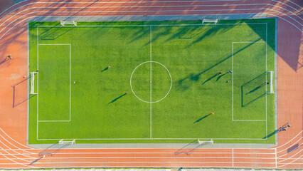 Football field and running track top view