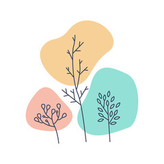Vector illustration of plants stems in doodle style.