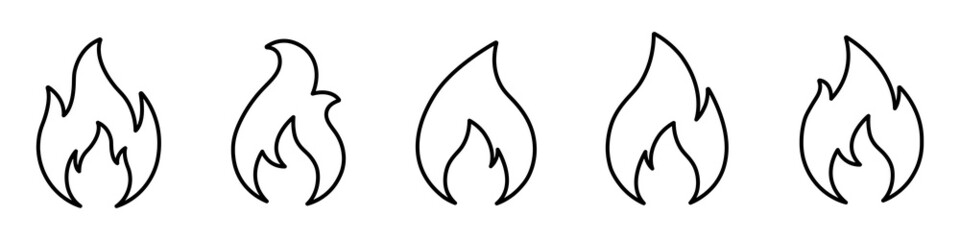 Fire Set Icon. Flame Set Icon, Vector Illustration