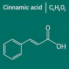 chemical structure of Cinnamic acid (C9H8O2)