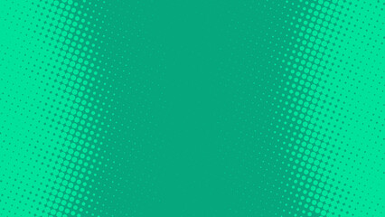 Pop art background in retro comics book style with halftone texture turquoise green color. Superhero cartoon fun backdrop design, vector illustration eps10