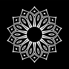 Abstract decorative white circle pattern on black background.