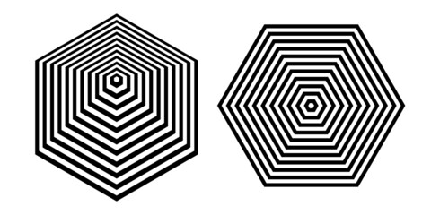 Abstract geometric design elements in hexagon shape.