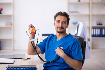 Young male doctor cardiologist working in the clinic