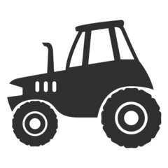 Black silhouette agricultural machinery tractor.Vector flat illustration.Isolated on white background.