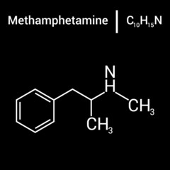 chemical structure of methamphetamine (C10H15N)