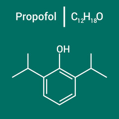 chemical structure of Propofol (C12H18O)