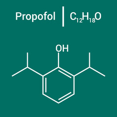 Fototapeta premium chemical structure of Propofol (C12H18O)
