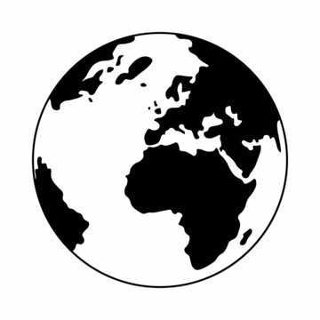 white and black earth globe vector image illustration on white background
