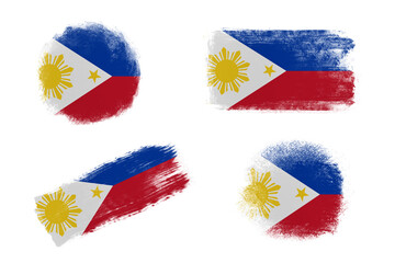 Sublimation backgrounds set on white background. Abstract shapes in colors of national flag. Philippines