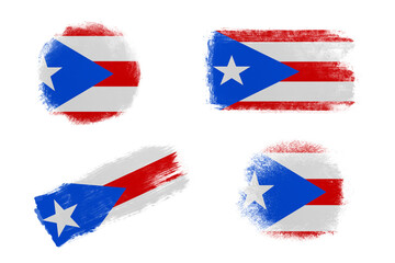 Sublimation backgrounds set on white background. Abstract shapes in colors of national flag. Puerto Rico