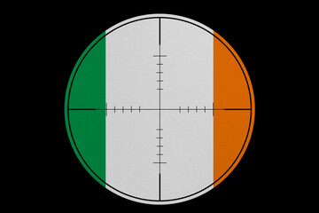 Sniper sight. Conceptual graphics in colors of national flag. Ireland