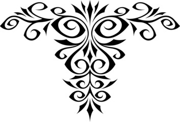 A beautiful illustration with tribal tattoo. Black color on white background.