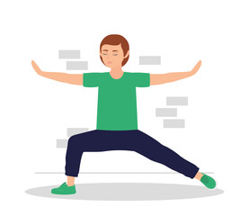 boy in yoga gesture