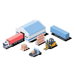 Logistic stock. Vector 3d line isometric, color web icons, new flat style. Creative design idea for infographics.