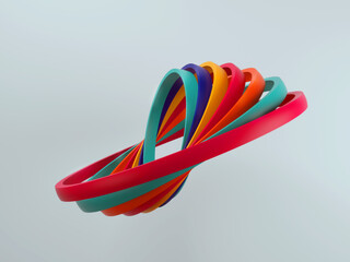 Colorful 3D rings. Abstract geometric illustration. Banner or sign design.