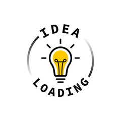 Idea loading concept with light bulb and loading bar. Big idea, innovation and creativity. Vector illustration
