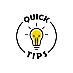 Quick tips circle message bubble with light bulb emblem. Banner design for business and advertising. Vector illustration