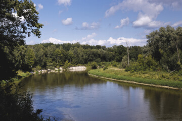 Fototapeta premium Bug river landscape view in Sobibor Landscape Park, Poland, Europe. Polish border.