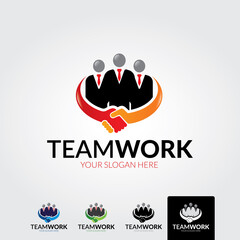 Team work logo template - vector