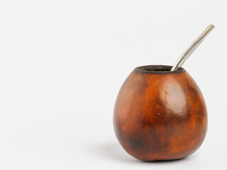 Calabash gourd with bombilla. tableware for the traditional Latin American tonic drink Yerba mate
